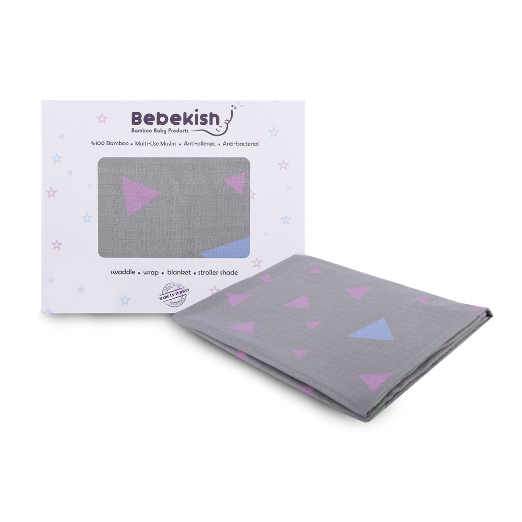 Grey Triangle Bamboo Large Muslin Swaddle