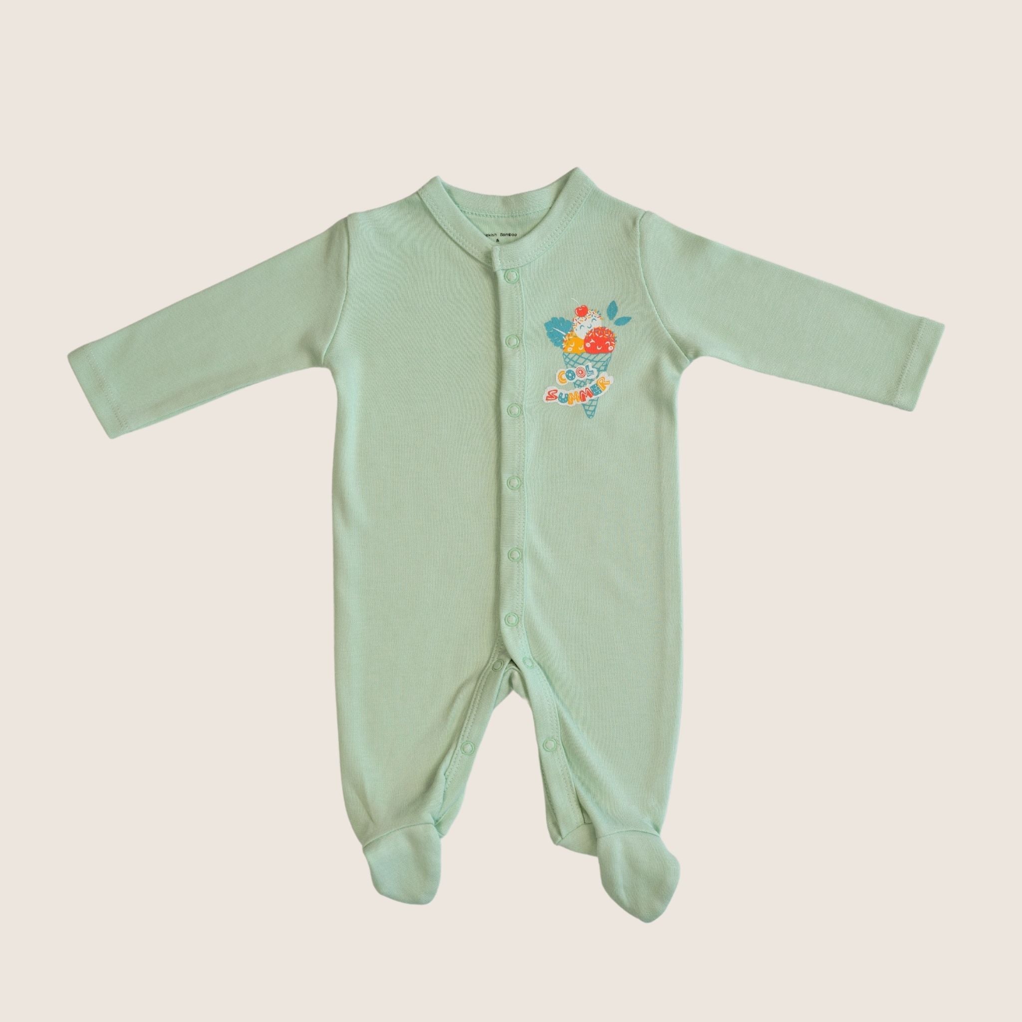 Organic Bamboo Baby Sleepsuit Ice Cream with Close Toe | Bebekish