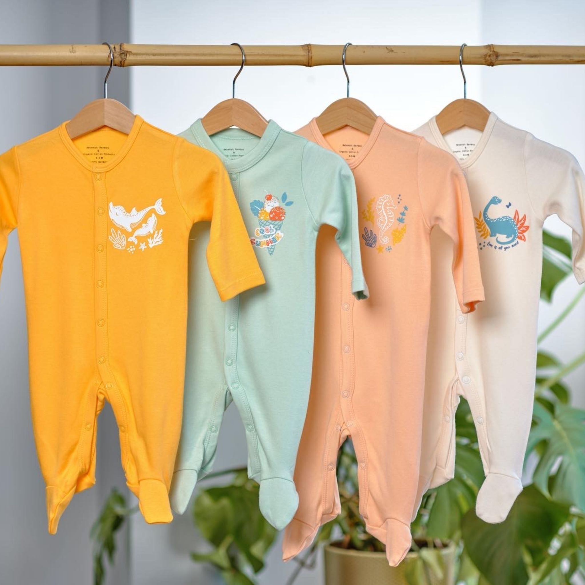 Organic Bamboo Baby Sleepsuit Ice Cream with Close Toe | Bebekish