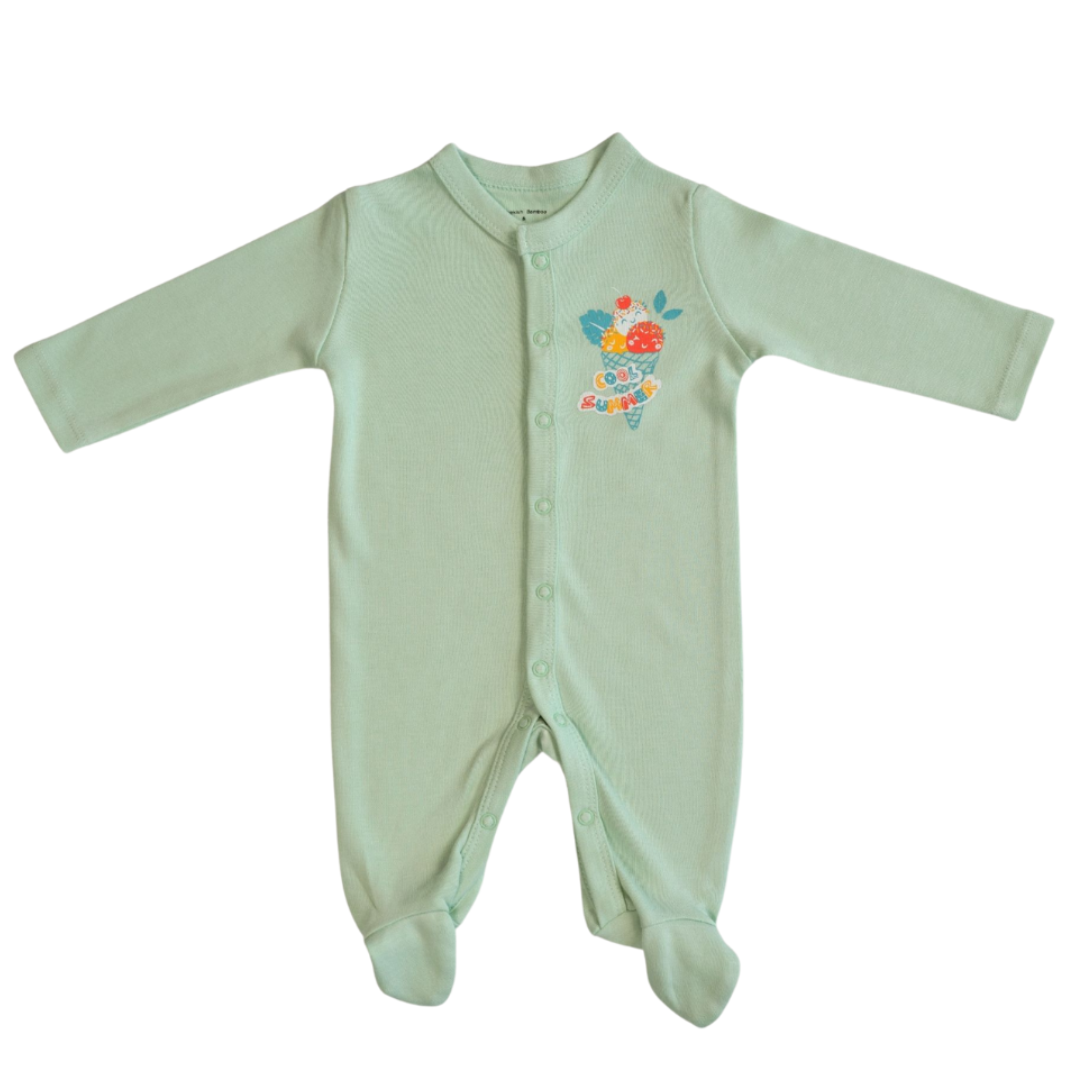 Organic Bamboo Baby Sleepsuit Ice Cream with Close Toe | Bebekish